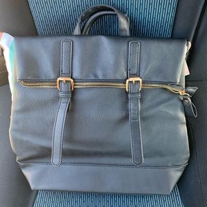 Black Pleather Backpack